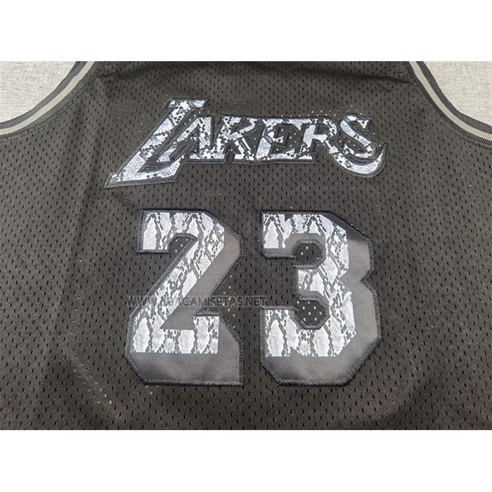 Camiseta Los Angeles Lakers LeBron James NO 23 Swingman Mitchell & Ness 2018-19 Negro